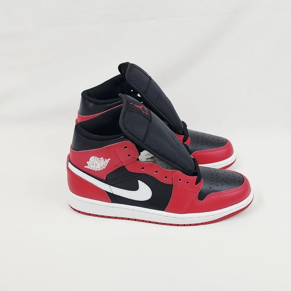 Air Jordan 1 Mid Sneakers Black/Gym Red/White